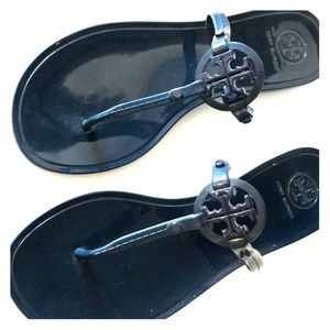 Navy Tory Burch Mini Miller Sandals